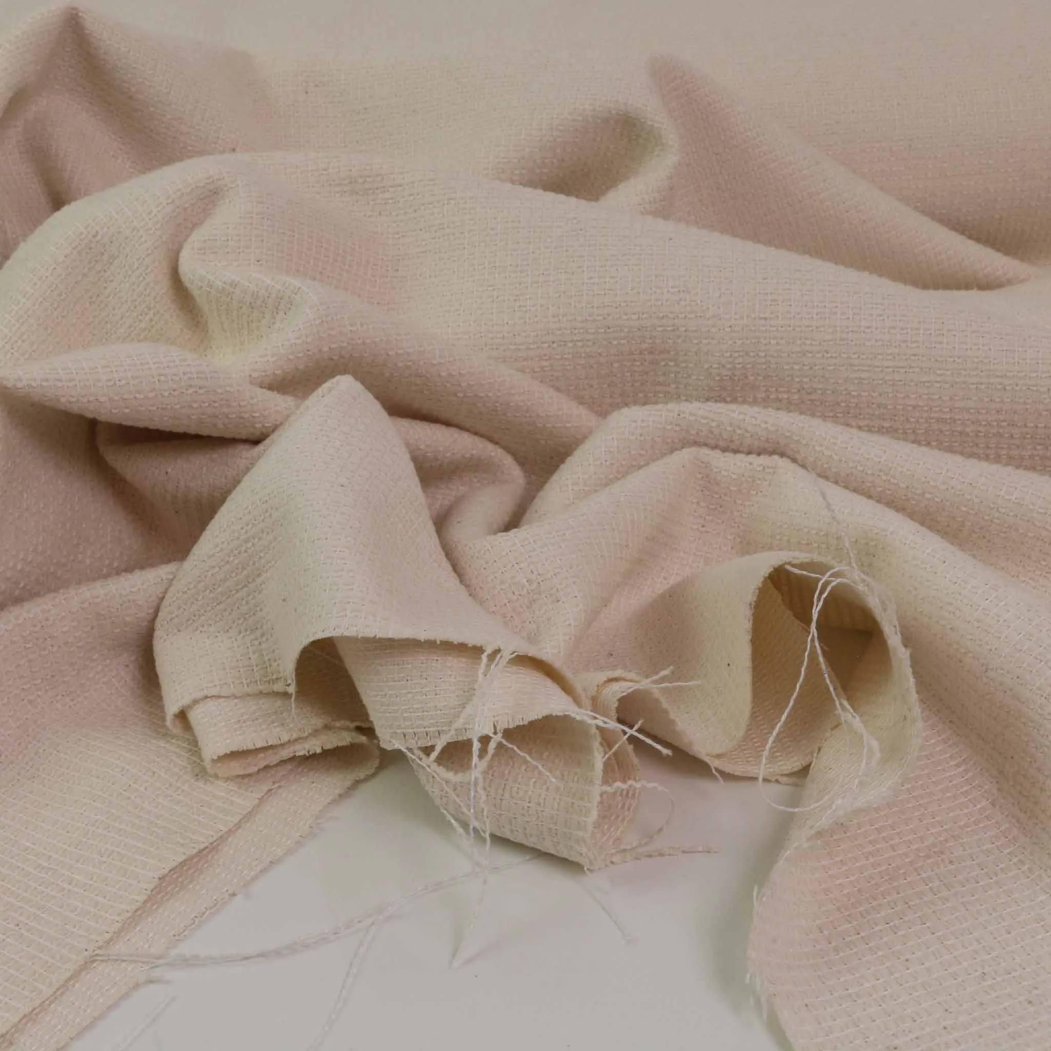 Cotton Boucle Fabric - Cream
