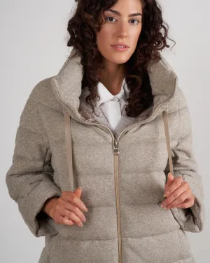 cotton lurex bracelet slv zip front coat - 2600 taupe