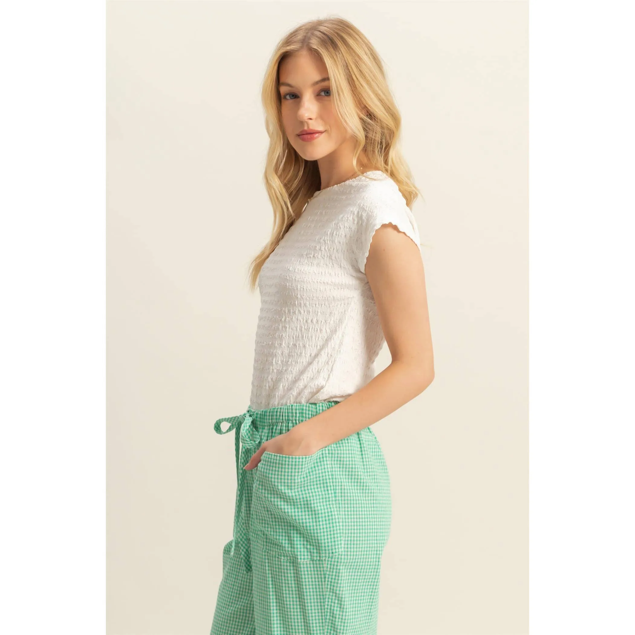 Crew Neck Textured Top