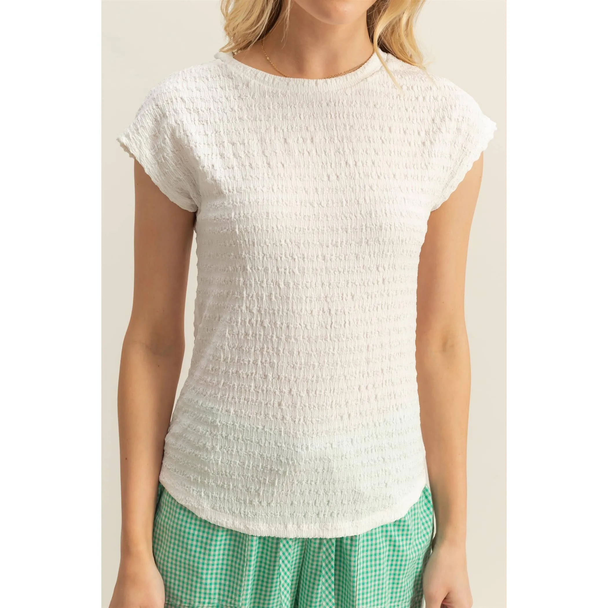 Crew Neck Textured Top
