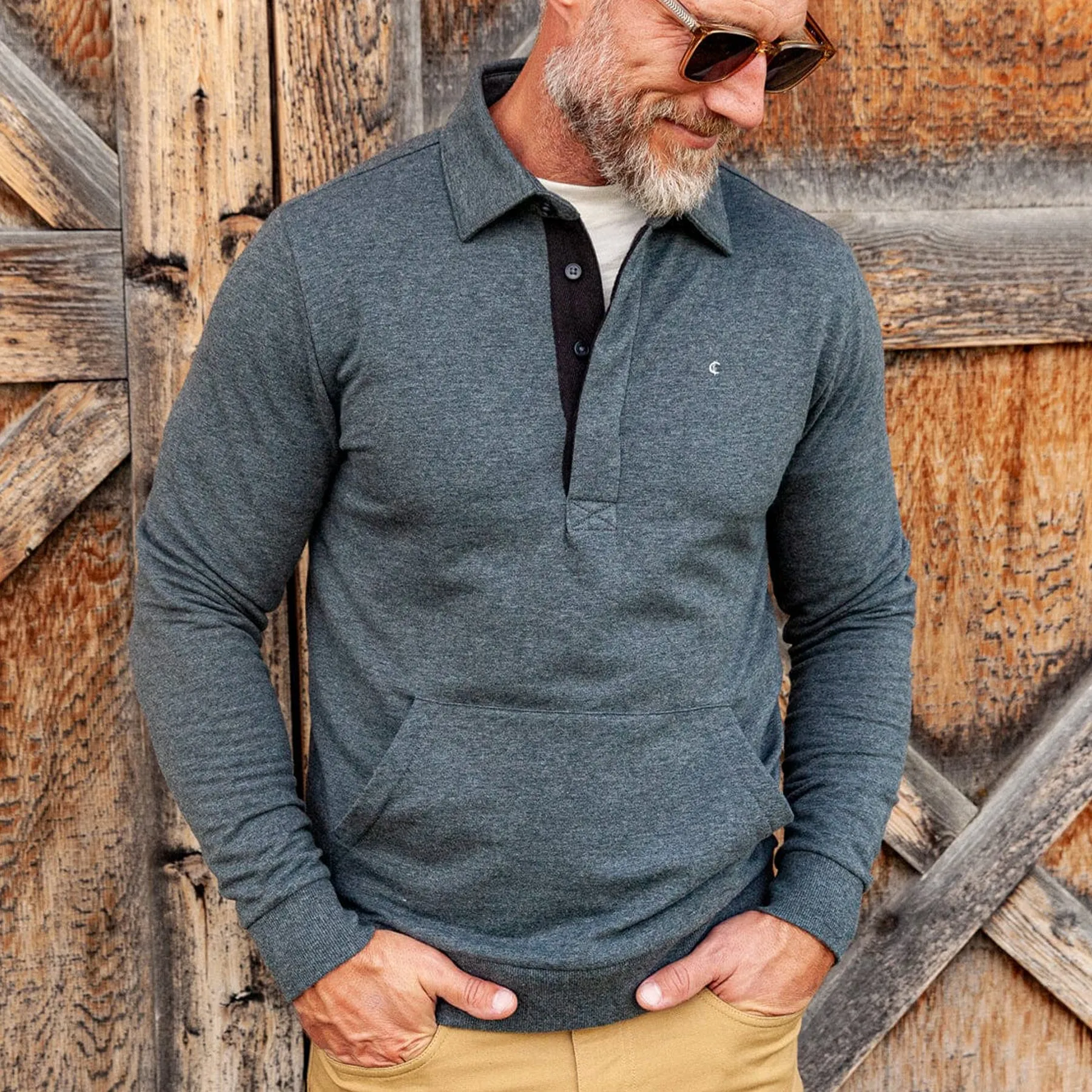 Criquet Collared Sweatshirt - Heather Charcoal