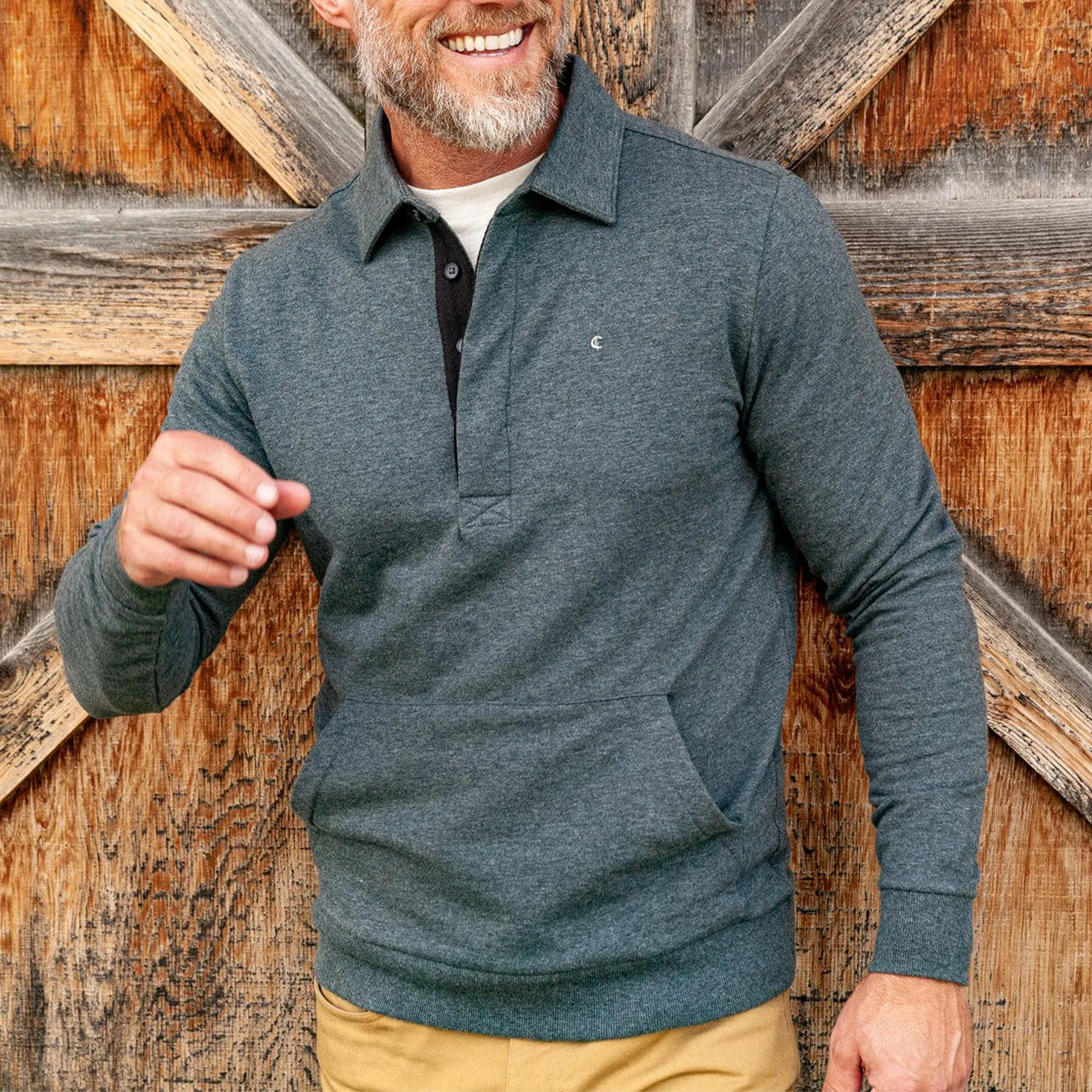 Criquet Collared Sweatshirt - Heather Charcoal