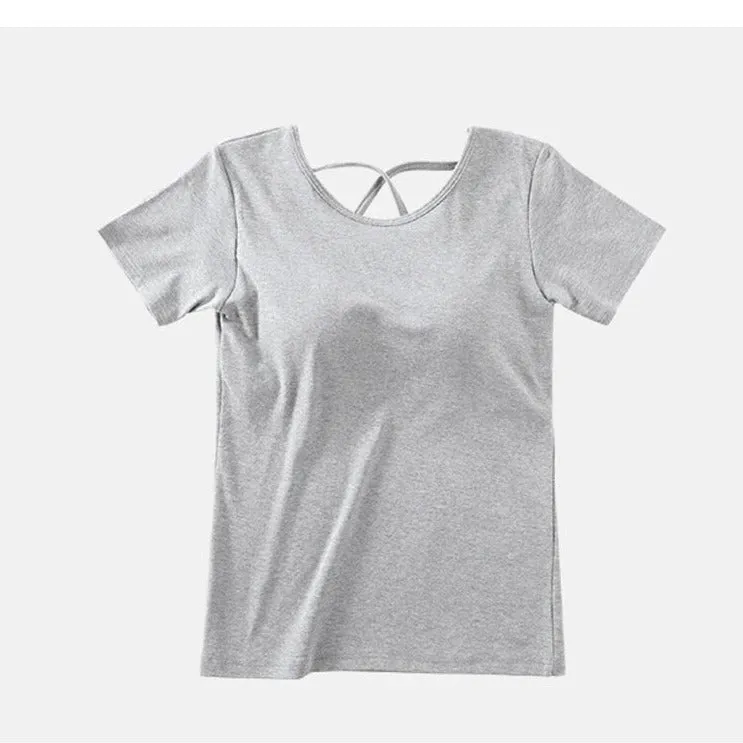 Criss-Cross Back Top with Built In Bra Cotton