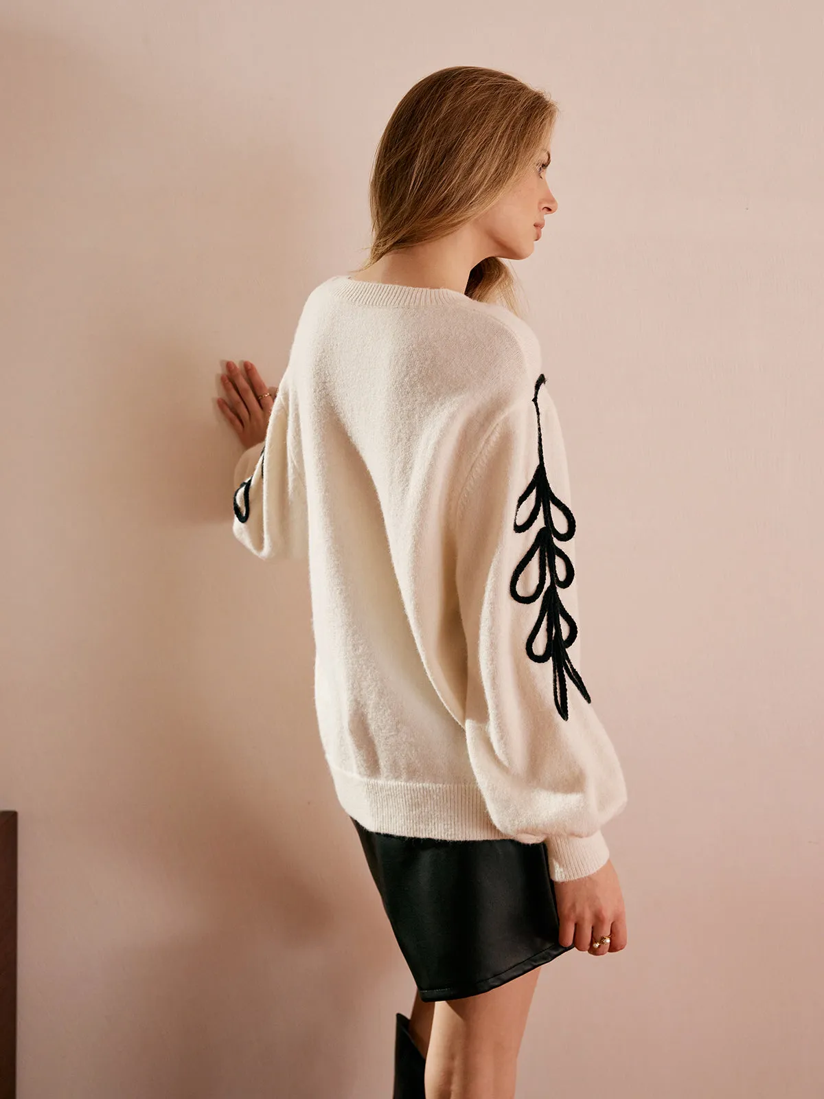 Crochet Floral Pullover Sweater