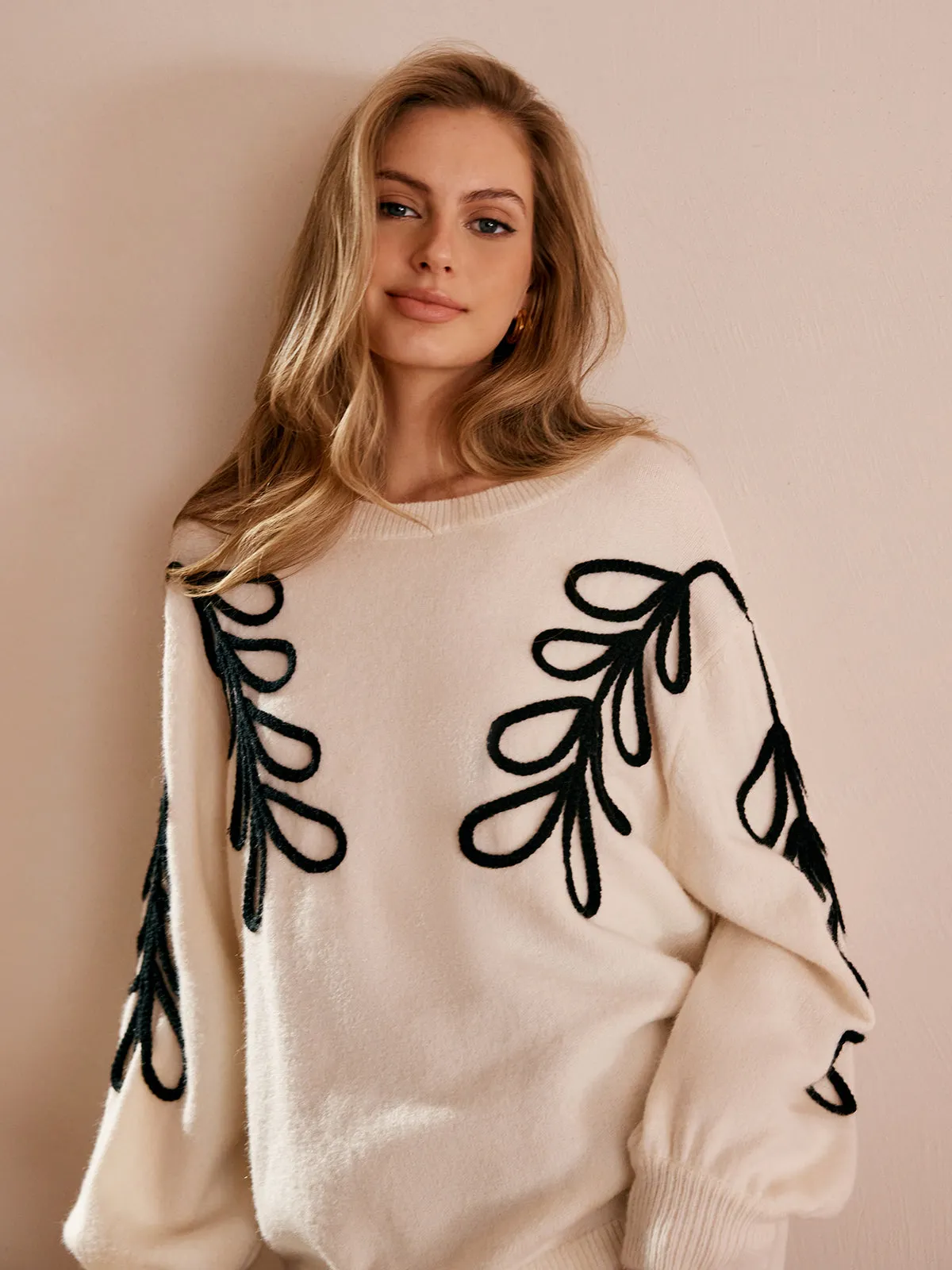 Crochet Floral Pullover Sweater