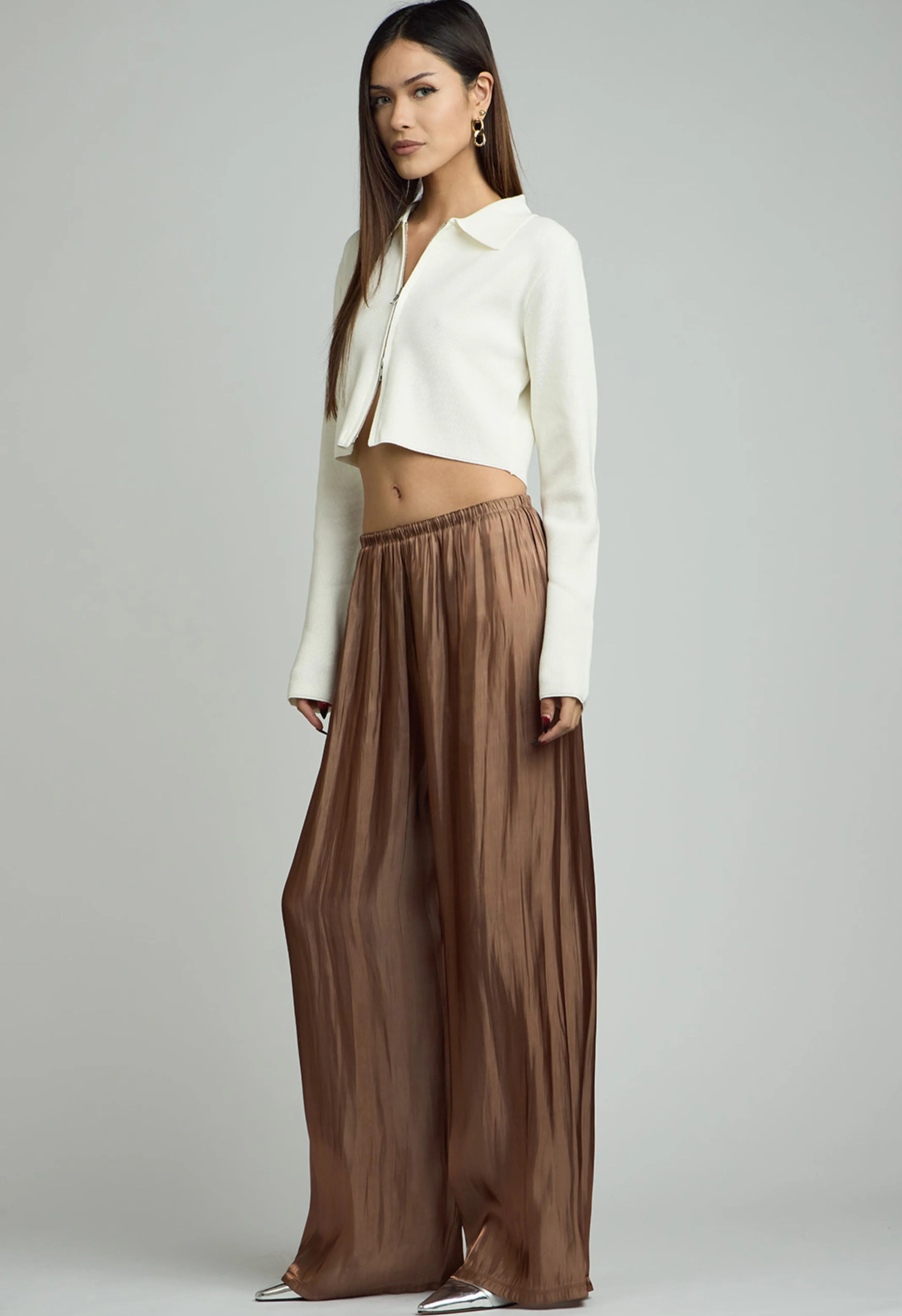 Cropped Knit Cardigan in Snow