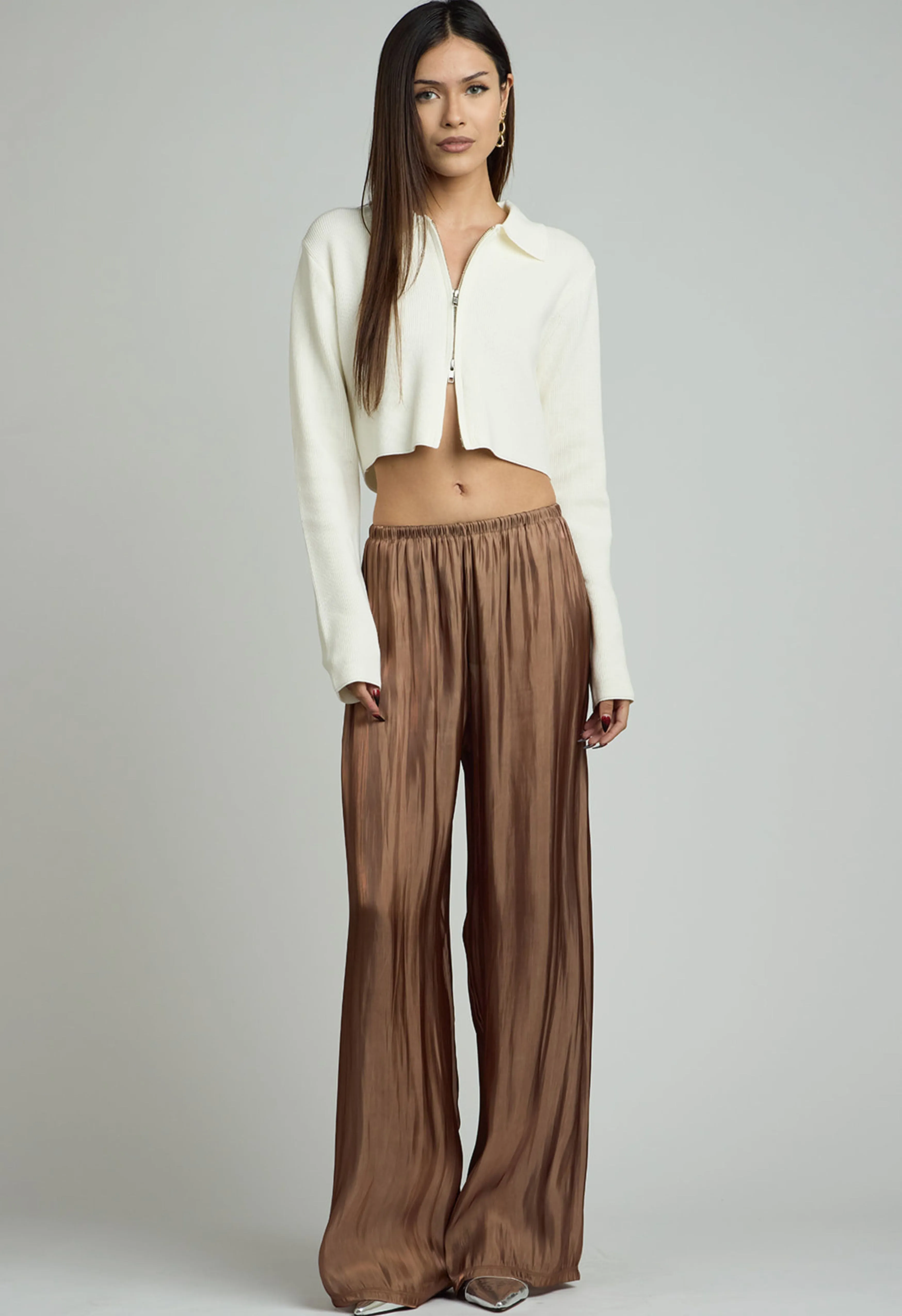 Cropped Knit Cardigan in Snow