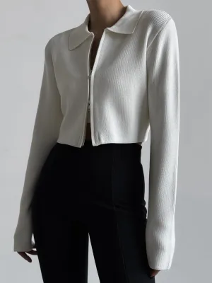 Cropped Knit Cardigan in Snow