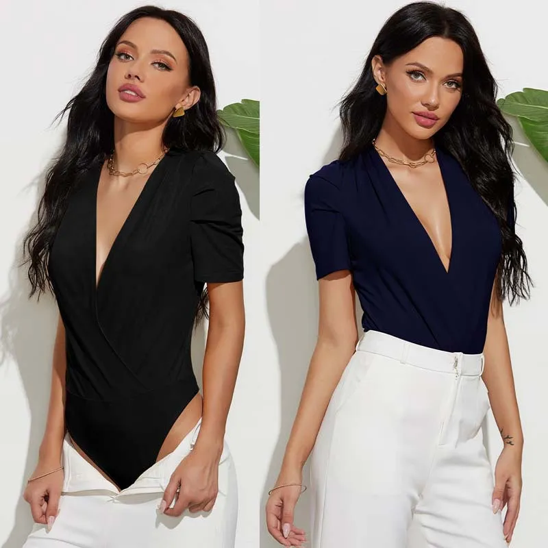 Cross the Line Wrap V-Neck Bodysuit