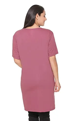 CUPID Regular Fit Cotton Round Neck T-Shirt, Plus Size Night, Sleep, Yoga, Gym, Long Top n Tees for Women - Combo Pack of 3 - 3XL, Mauve / Yellow / Red