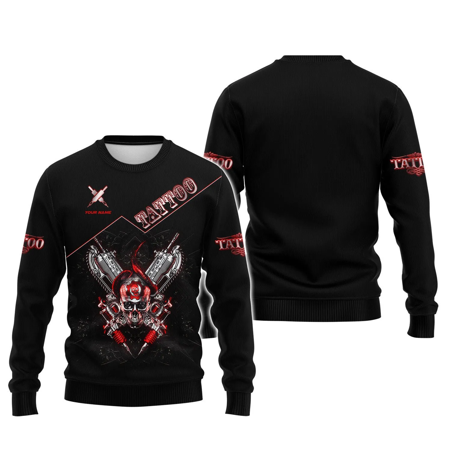 Custom Tattoo Zipper Hoodie, Bomber, Sweater, Polo, Hawaiian, Shirts Skull Tattoo Machine 3D Shirts Gift For Tattoo Artists