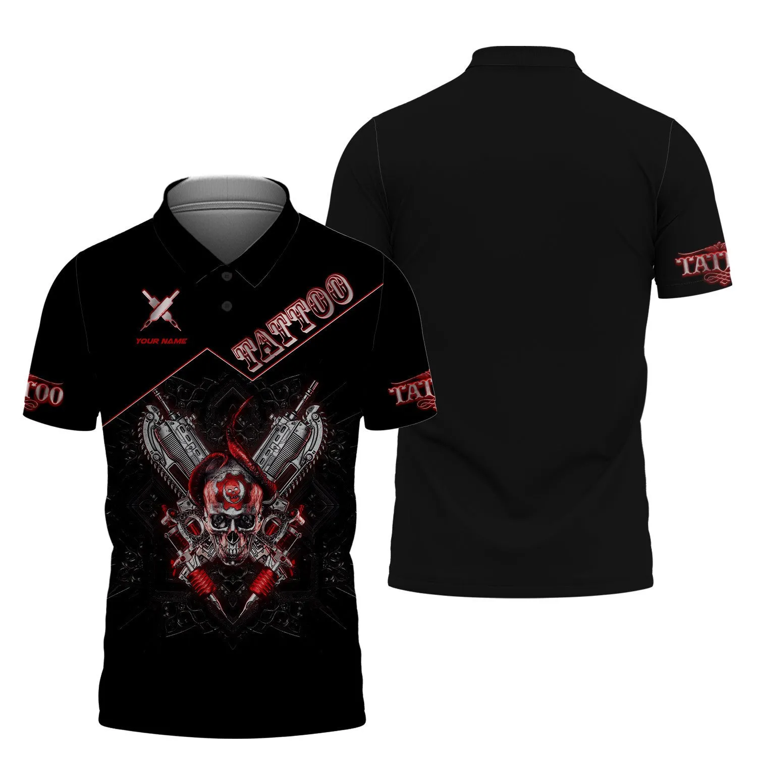 Custom Tattoo Zipper Hoodie, Bomber, Sweater, Polo, Hawaiian, Shirts Skull Tattoo Machine 3D Shirts Gift For Tattoo Artists