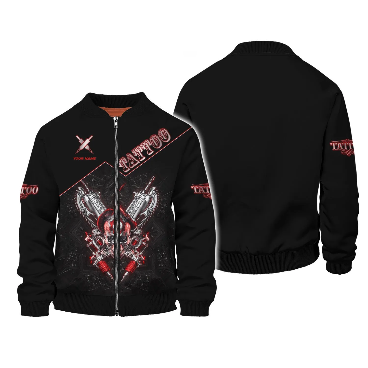 Custom Tattoo Zipper Hoodie, Bomber, Sweater, Polo, Hawaiian, Shirts Skull Tattoo Machine 3D Shirts Gift For Tattoo Artists