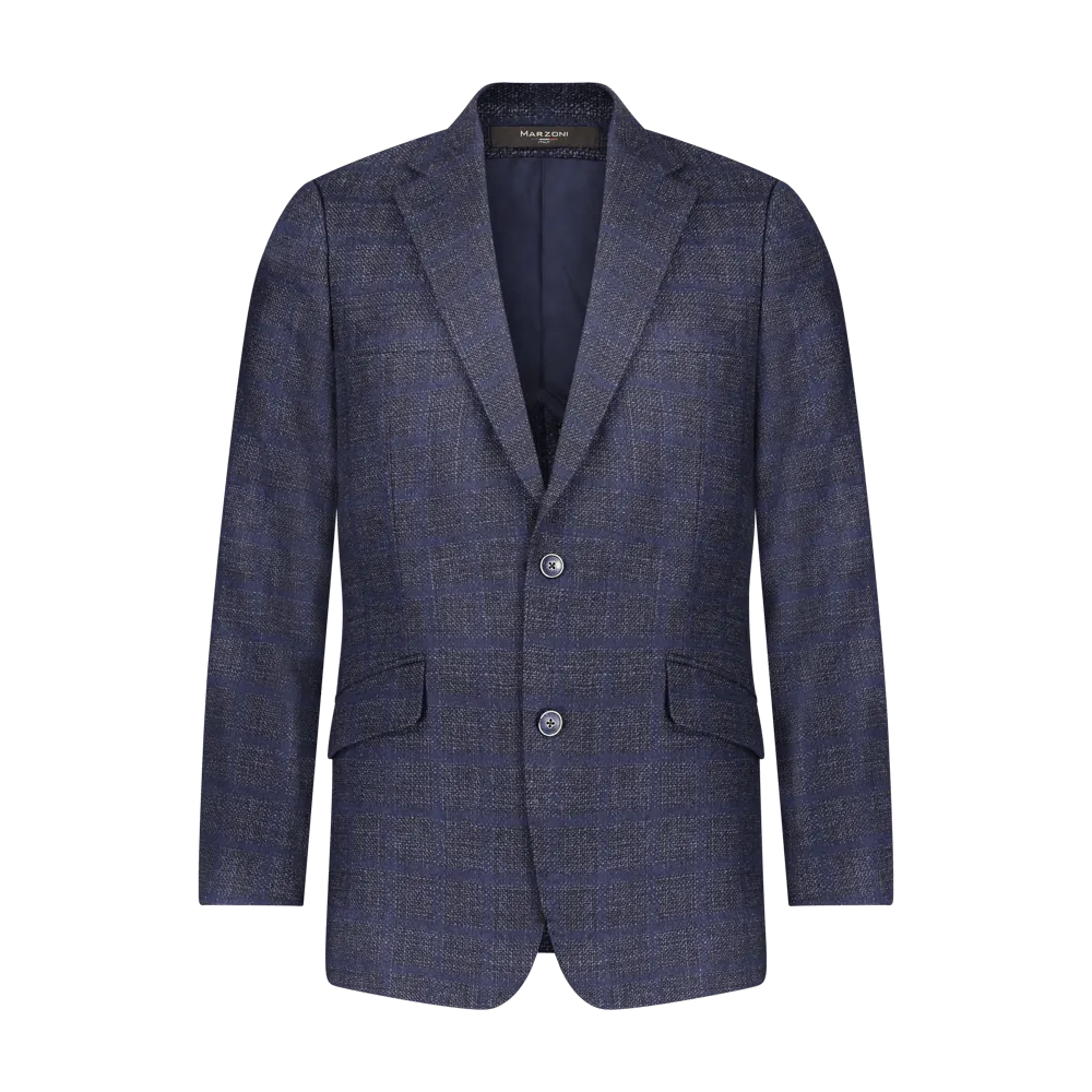 Custom Textured Check Sport Coat - Navy
