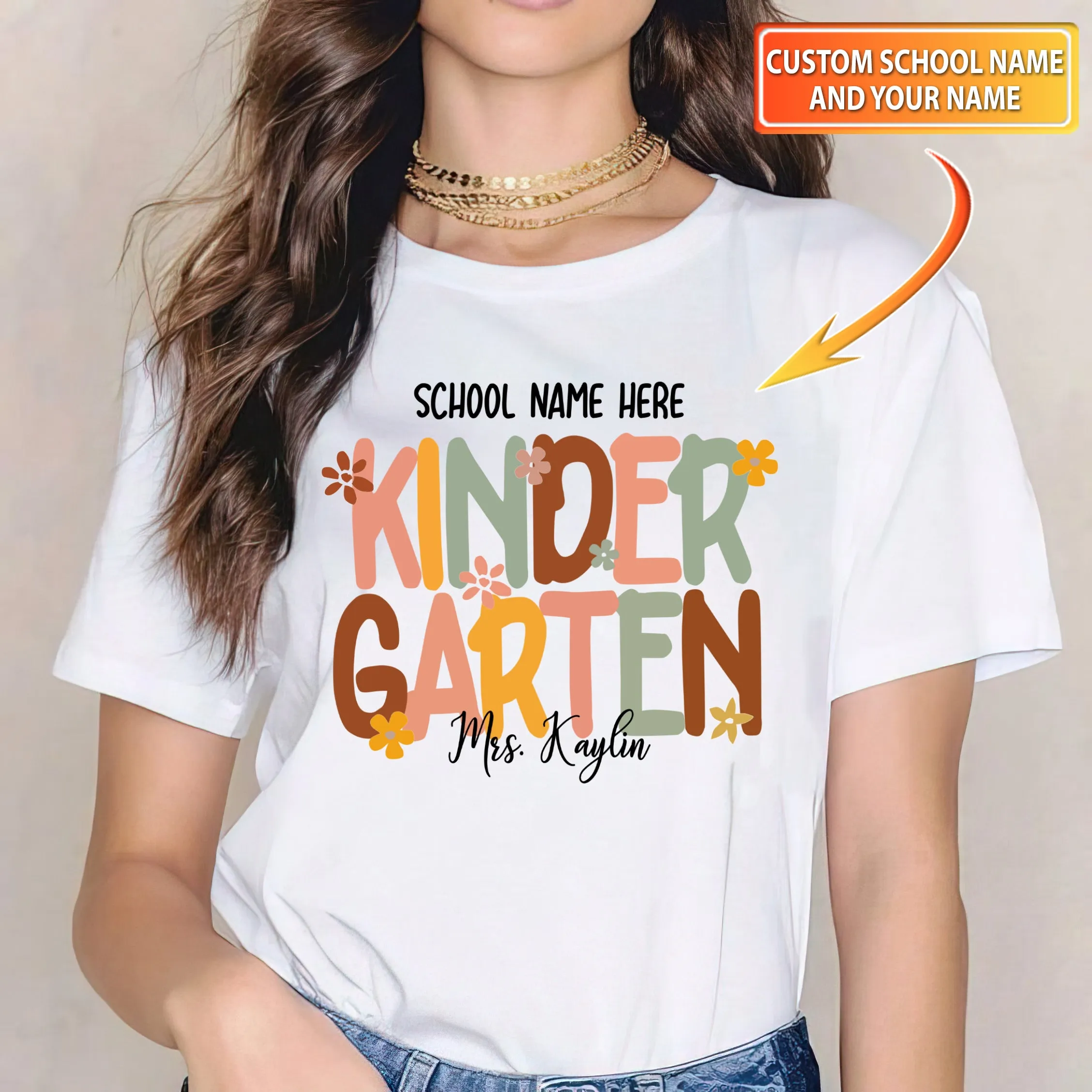 Customized Kindergarten Teacher Tee, Kindergarten Teacher Shirt, Personachealized For Kindergarten Ters Team Tees, Cute Team Elementary Tee.