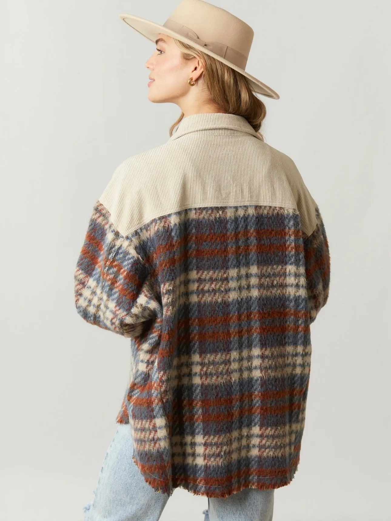 Cute N’ Cozy Plaid Shacket: Beige Mix