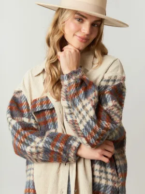 Cute N’ Cozy Plaid Shacket: Beige Mix