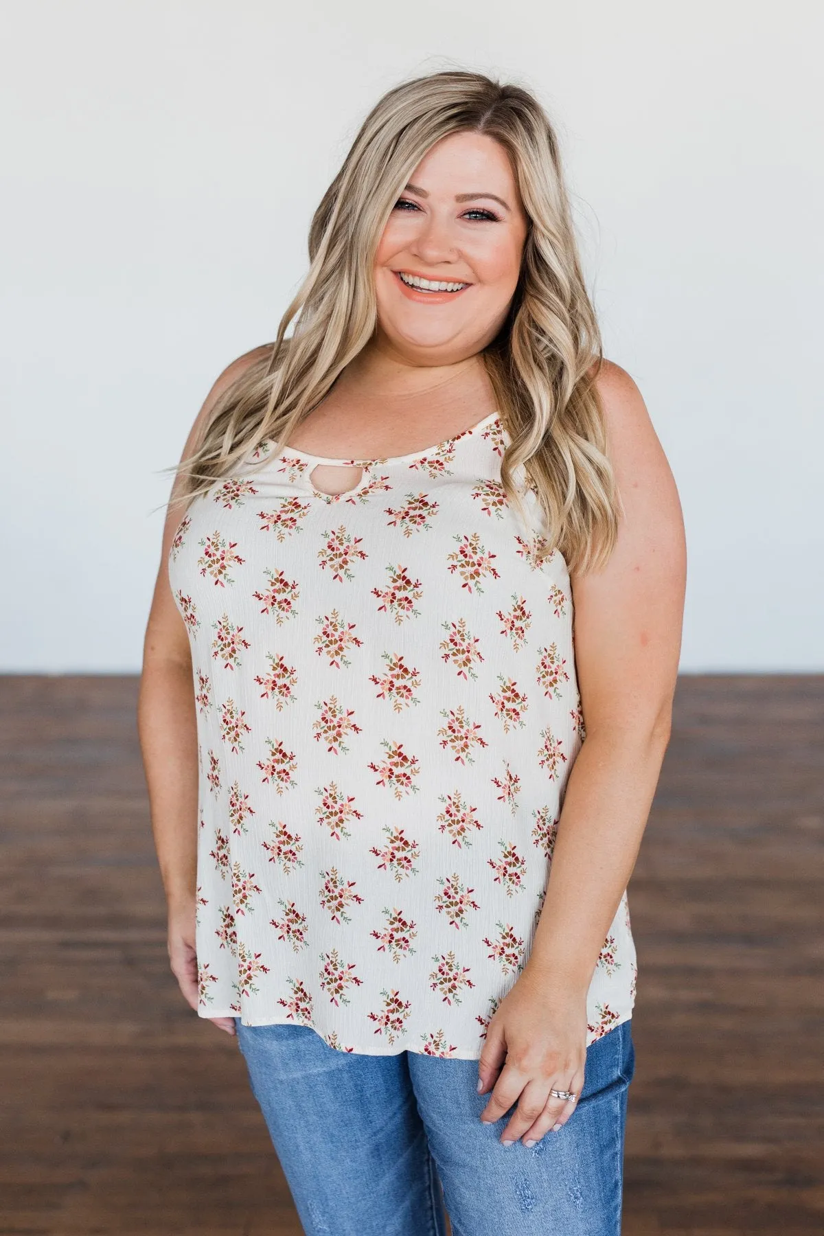 Dance To The Rhythm Floral Tank Top- Cream
