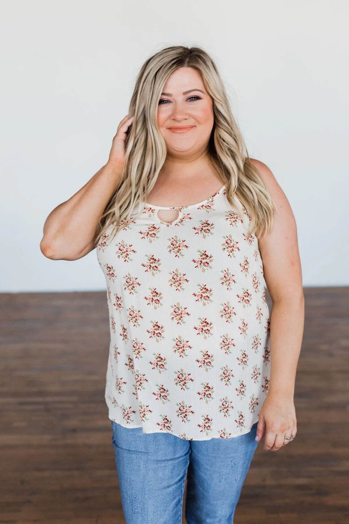 Dance To The Rhythm Floral Tank Top- Cream