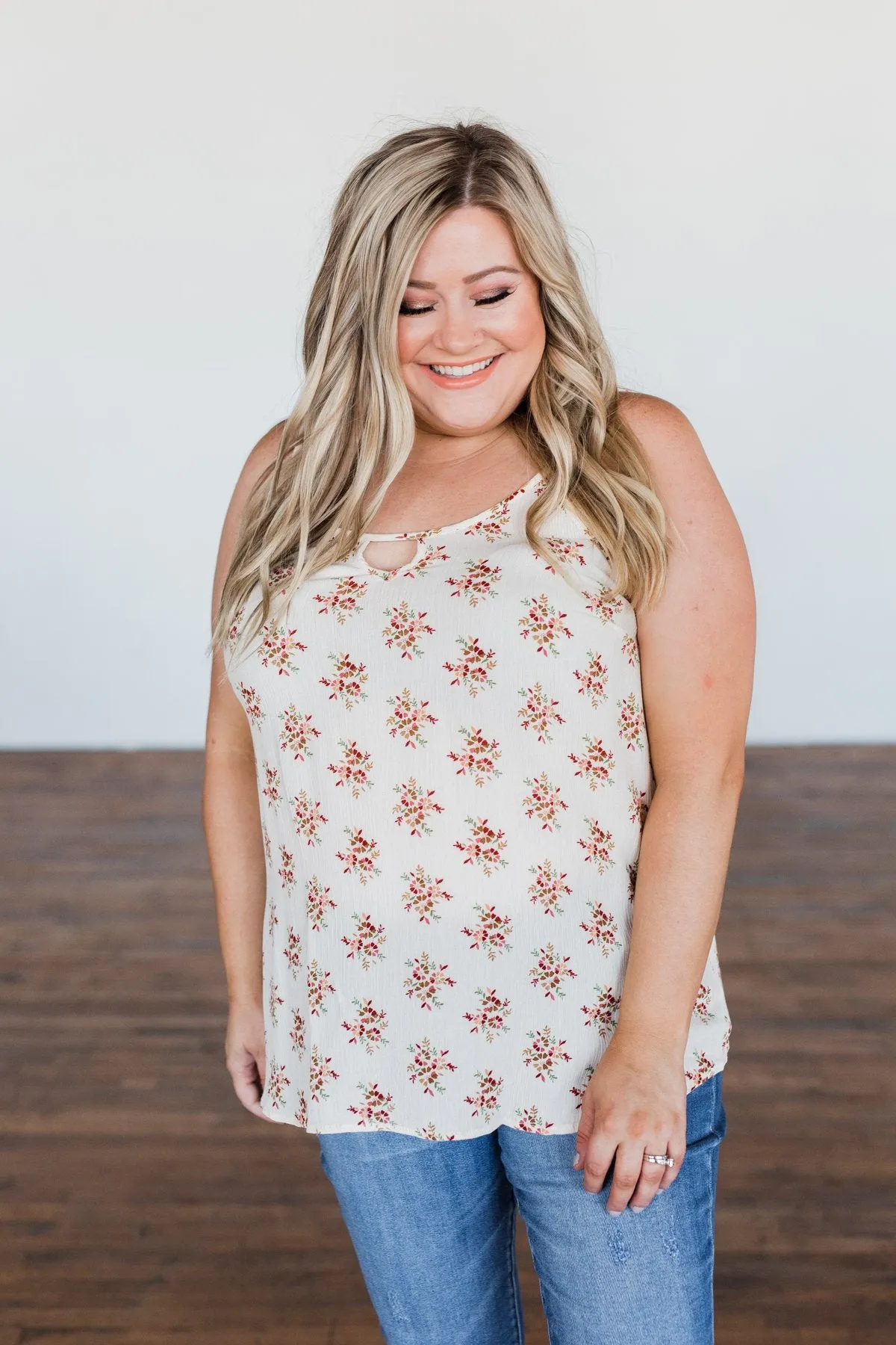 Dance To The Rhythm Floral Tank Top- Cream
