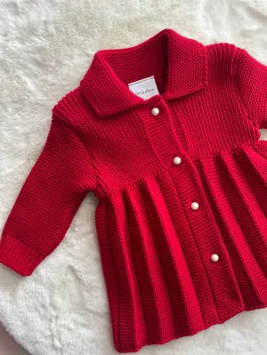 Dandelion red pearl button cardigan