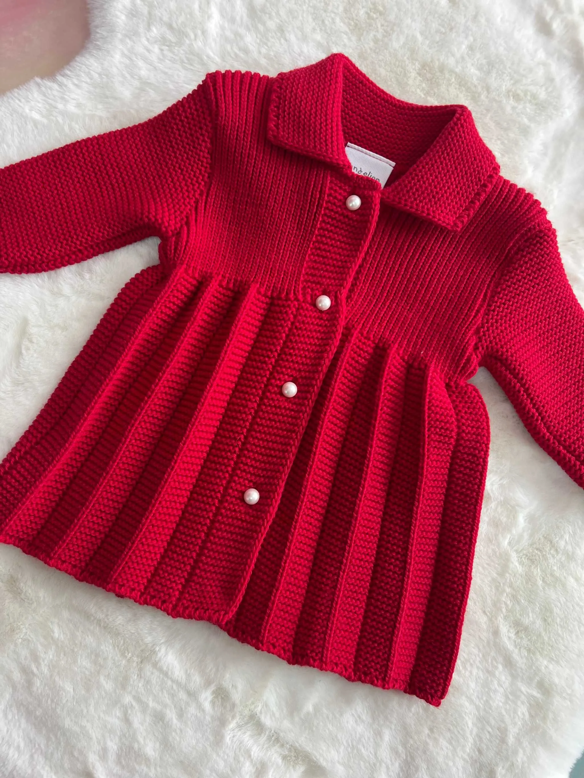 Dandelion red pearl button cardigan