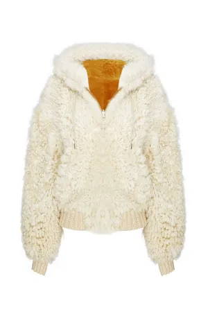 Danica Women's Oversize Reversible Shearling Jacket - Beige