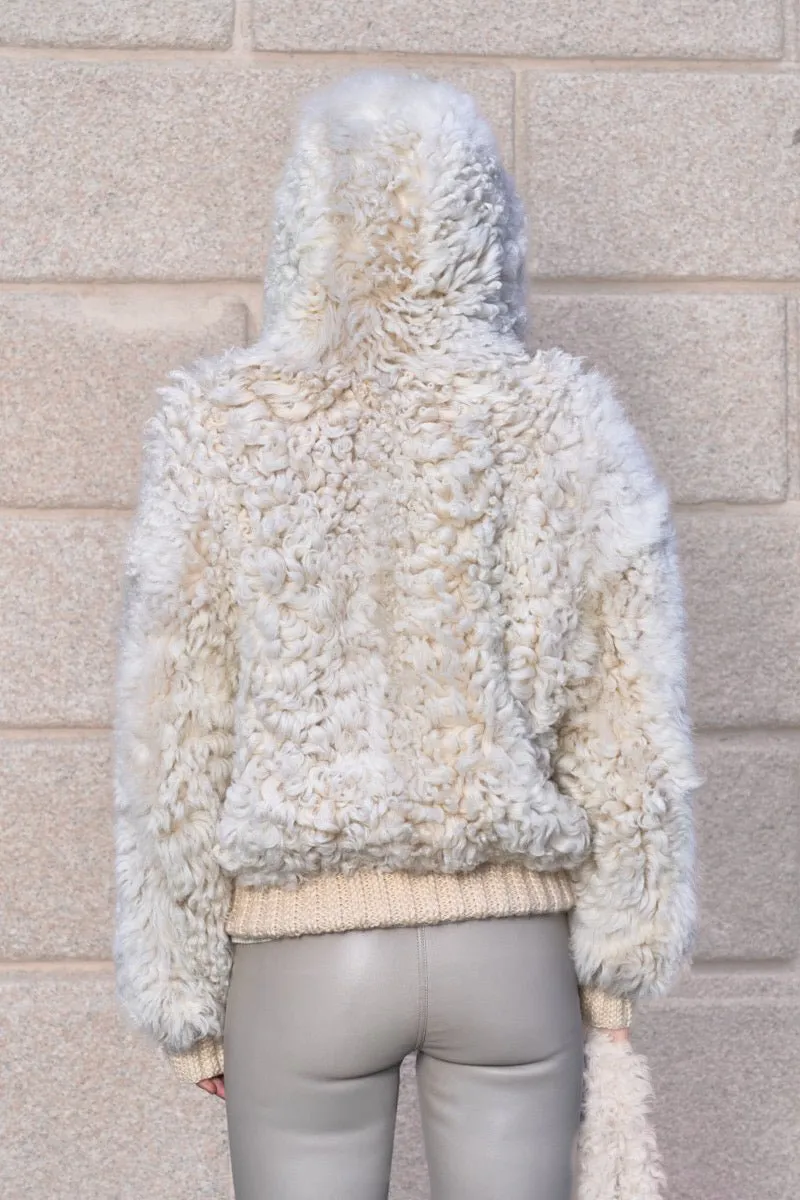 Danica Women's Oversize Reversible Shearling Jacket - Beige
