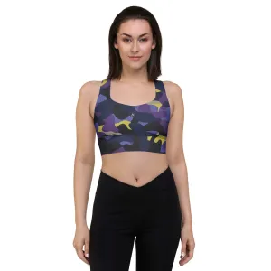 Dark Purple Camo Longline Sports Bra