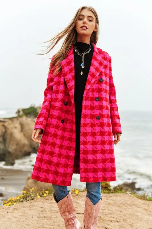 Davi & Dani Textured Knit Tweed Double Button Coat Jacket