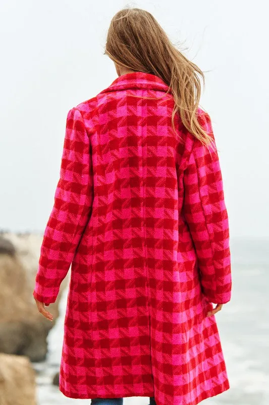 Davi & Dani Textured Knit Tweed Double Button Coat Jacket