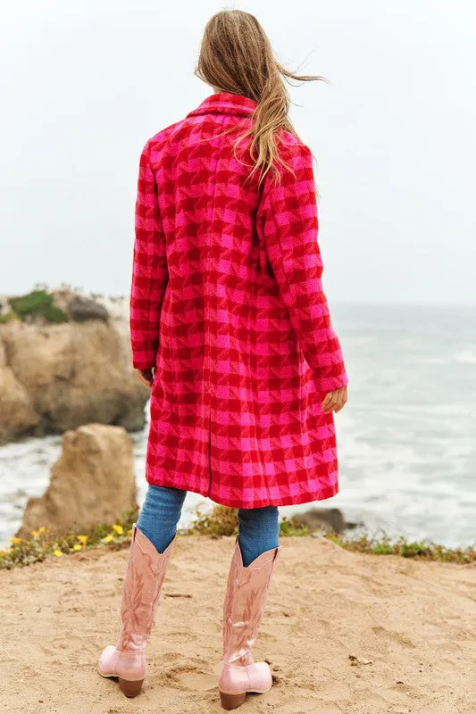 Davi & Dani Textured Knit Tweed Double Button Coat Jacket