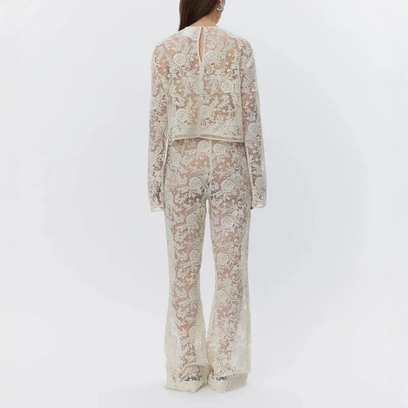 DAY BIRGER ET MIKKELSEN Aaliyah Spring Crochet Top in Pistachio Shell