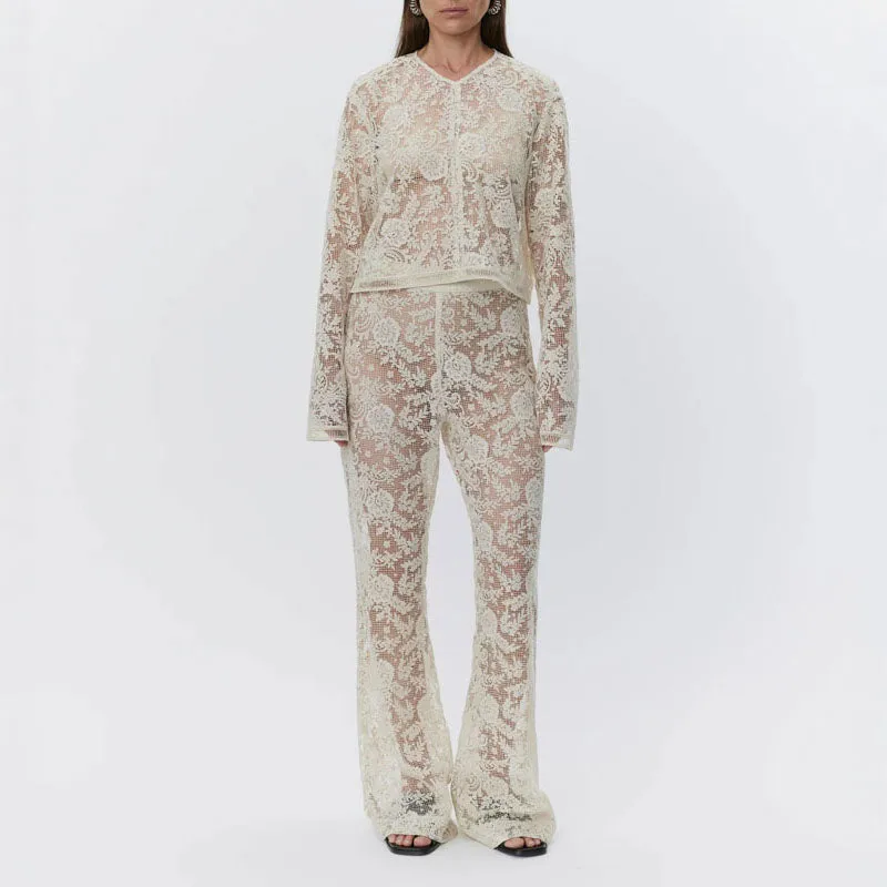 DAY BIRGER ET MIKKELSEN Aaliyah Spring Crochet Top in Pistachio Shell