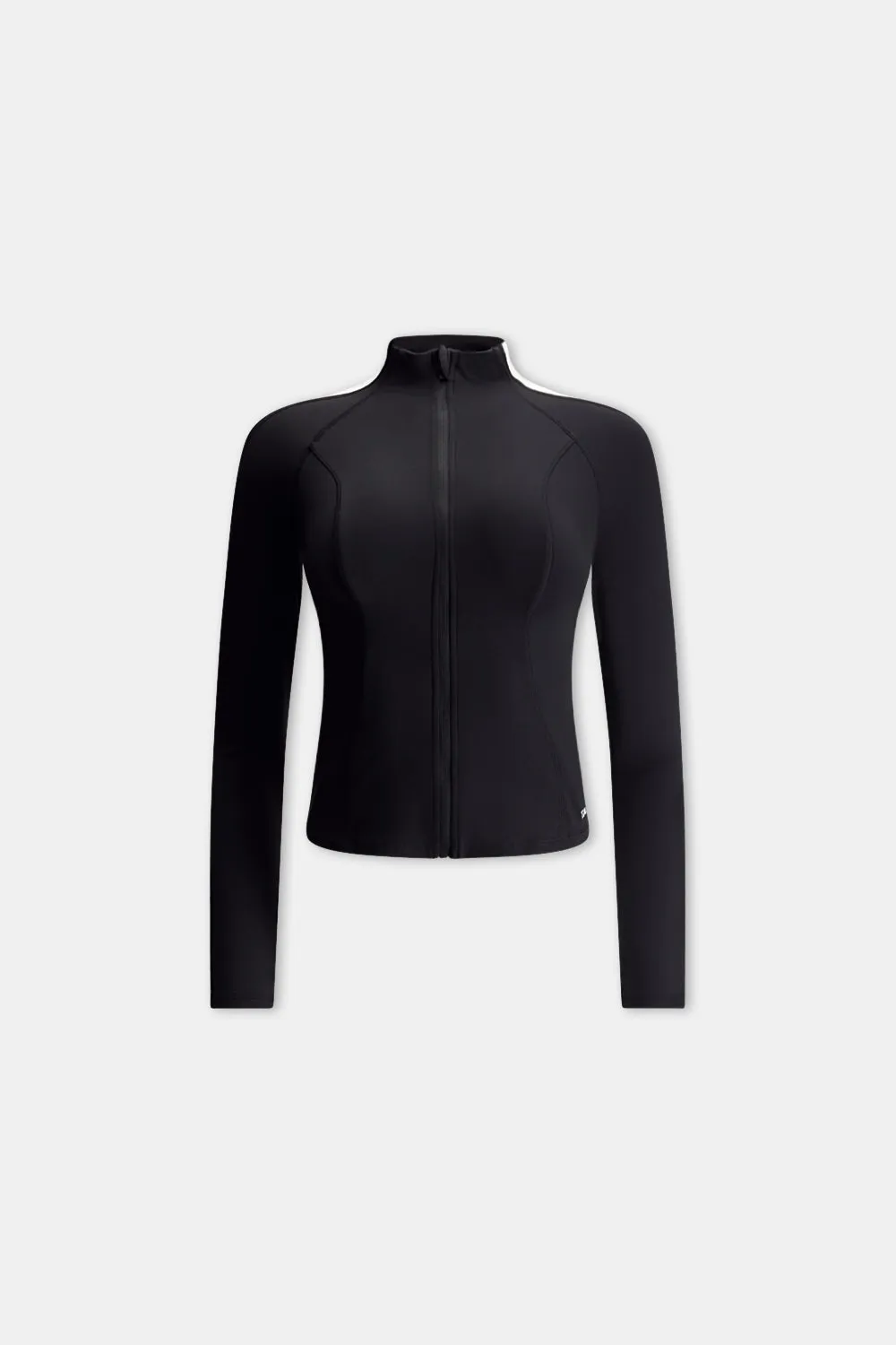 DAYFLEX CONTRAST STRIPE ZIP THROUGH JACKET - SHADOW BLACK AND IVORY