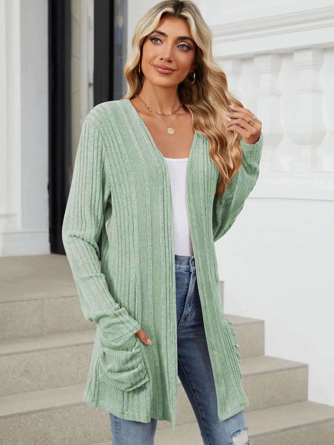 Deanna Pocketed Long Sleeve Open Cardigan