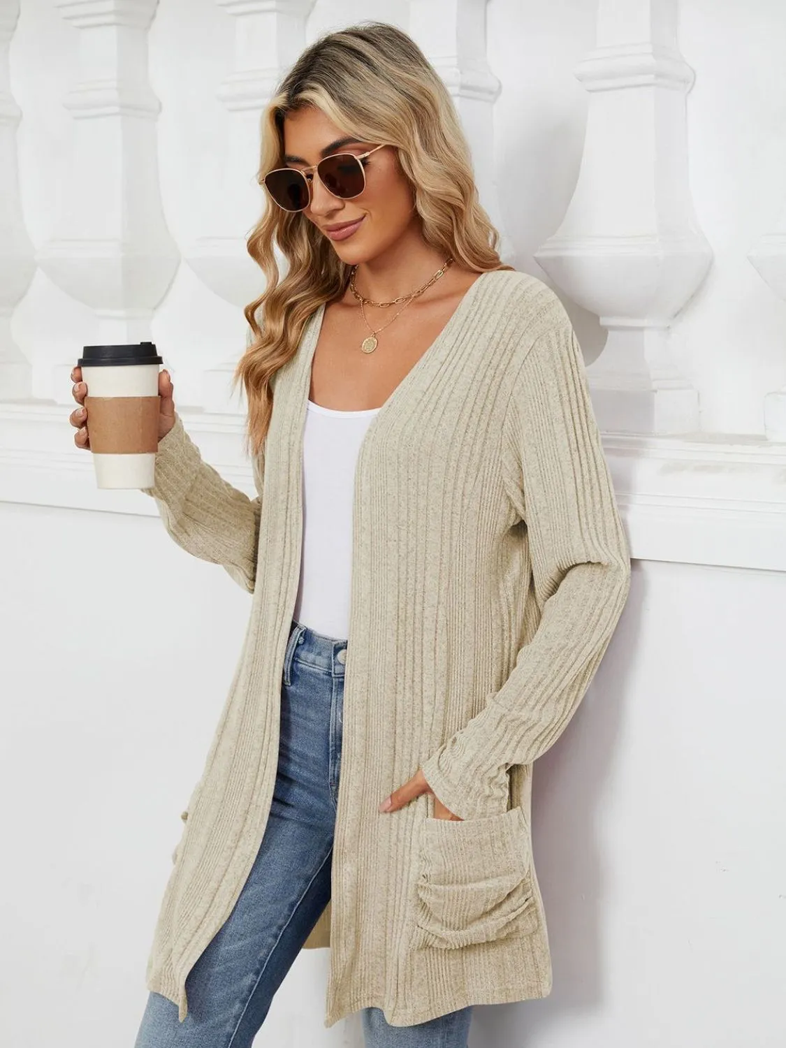 Deanna Pocketed Long Sleeve Open Cardigan