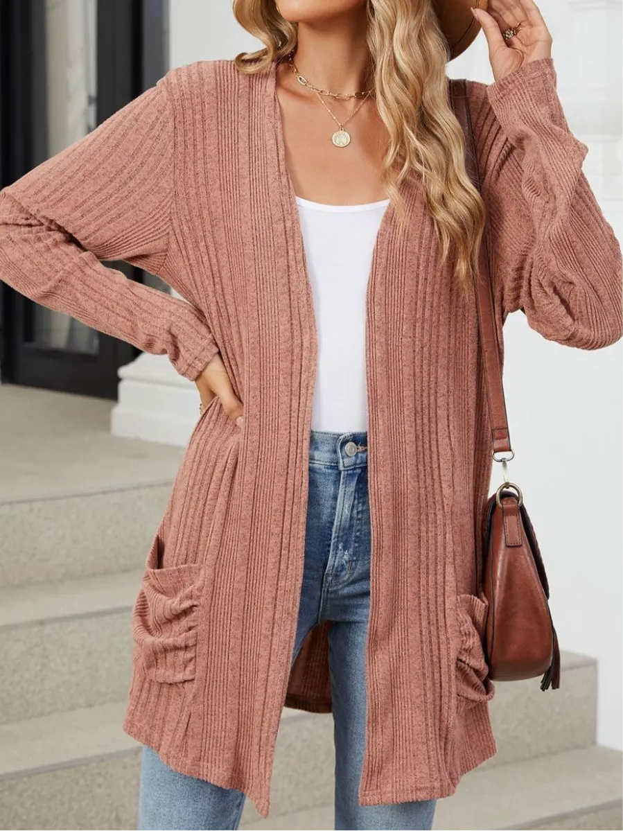 Deanna Pocketed Long Sleeve Open Cardigan