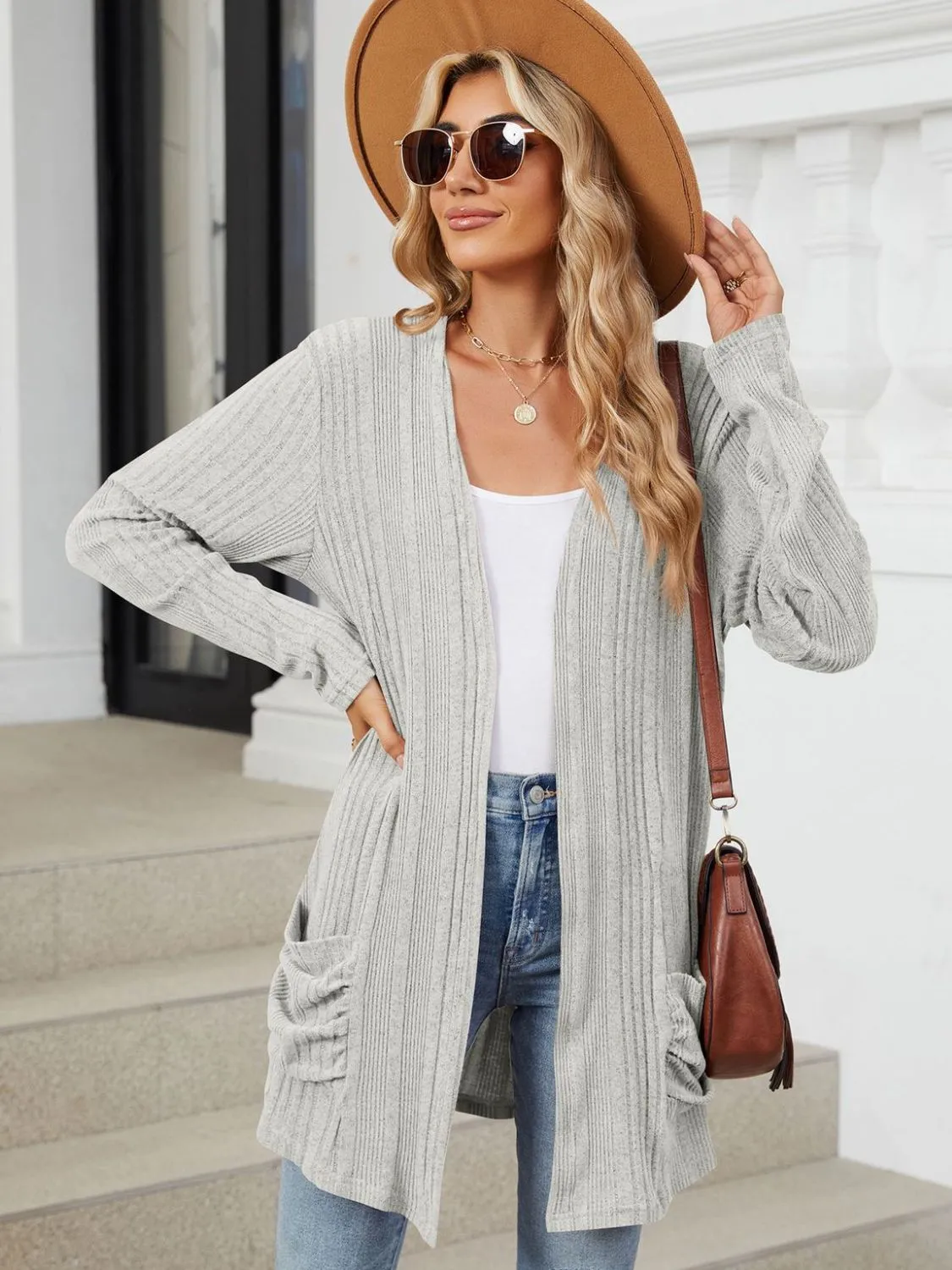 Deanna Pocketed Long Sleeve Open Cardigan