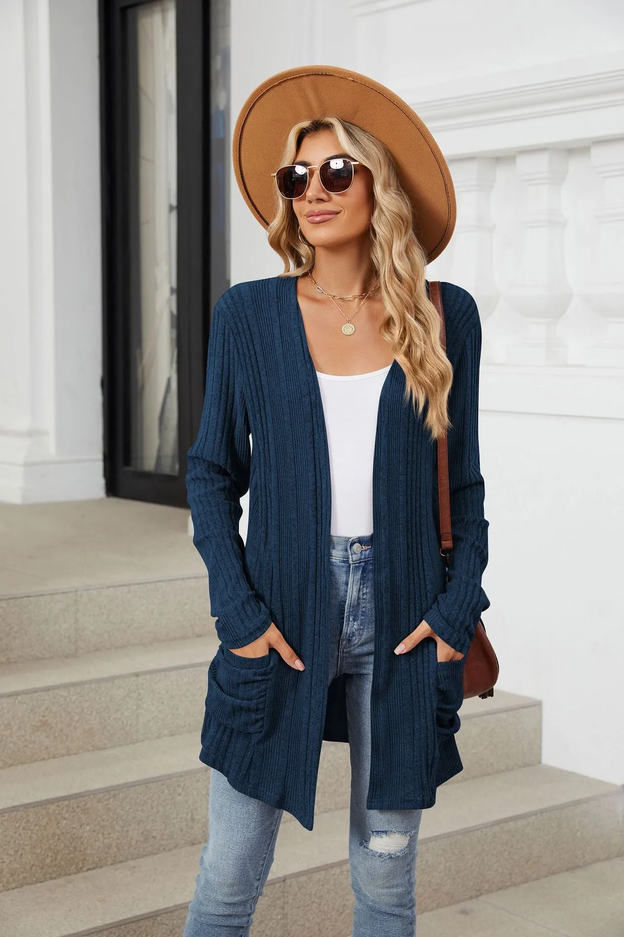 Deanna Pocketed Long Sleeve Open Cardigan
