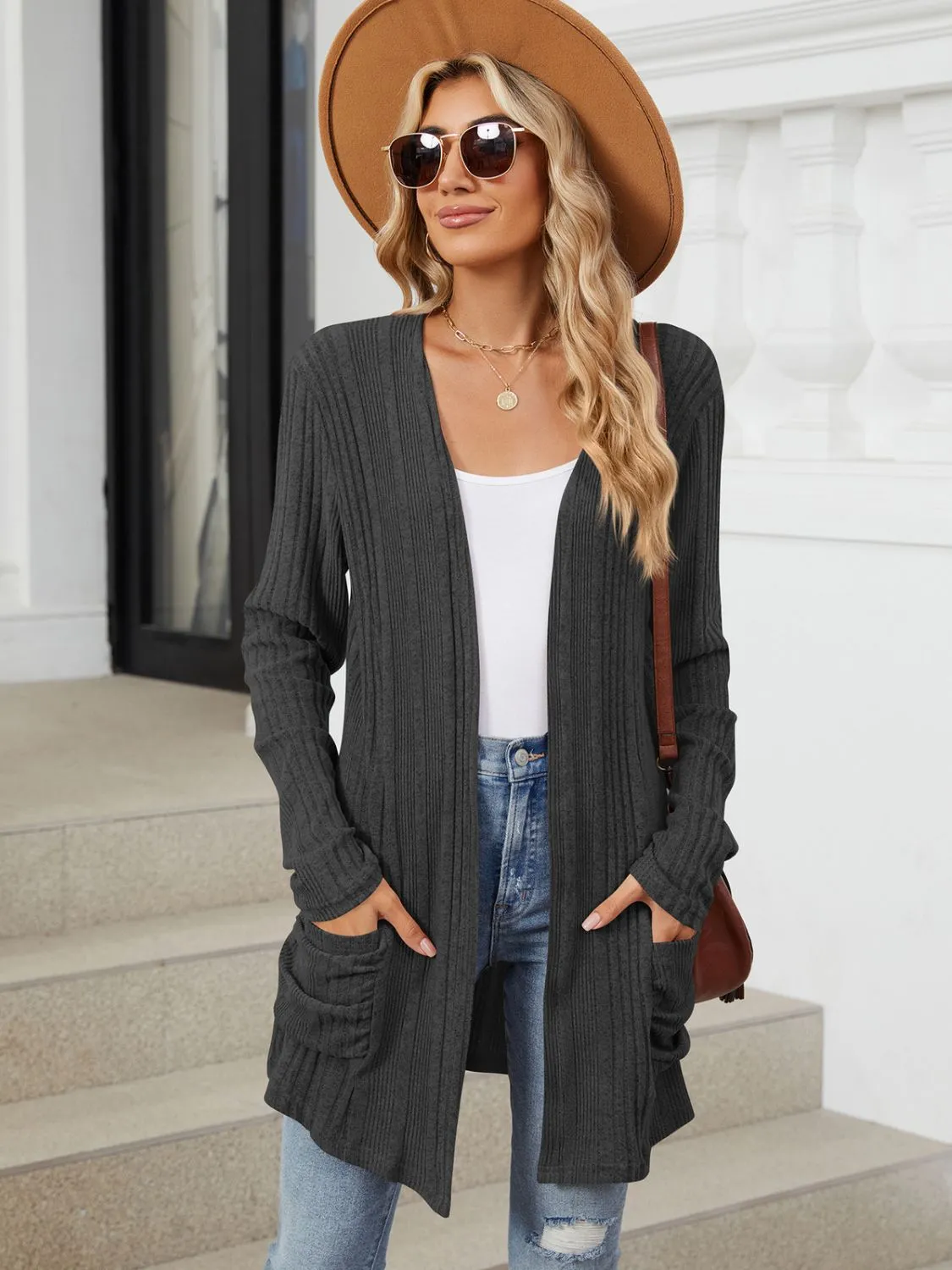 Deanna Pocketed Long Sleeve Open Cardigan