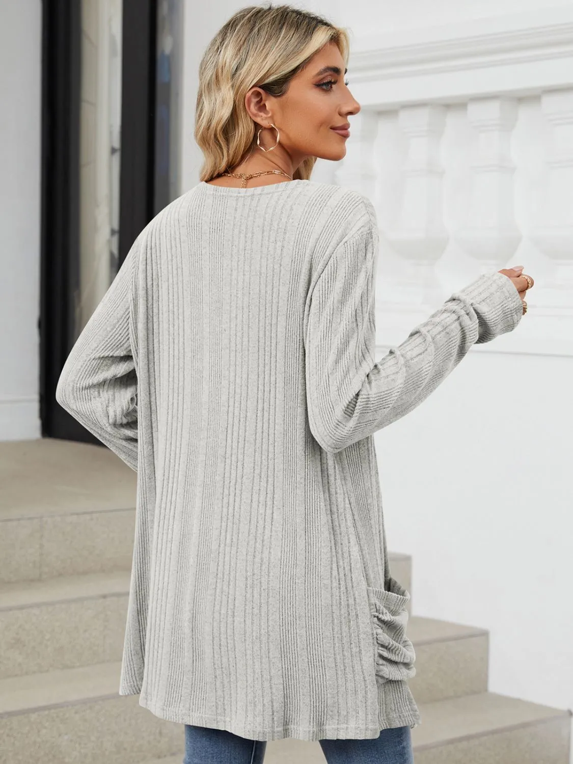 Deanna Pocketed Long Sleeve Open Cardigan
