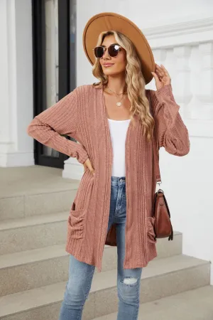 Deanna Pocketed Long Sleeve Open Cardigan