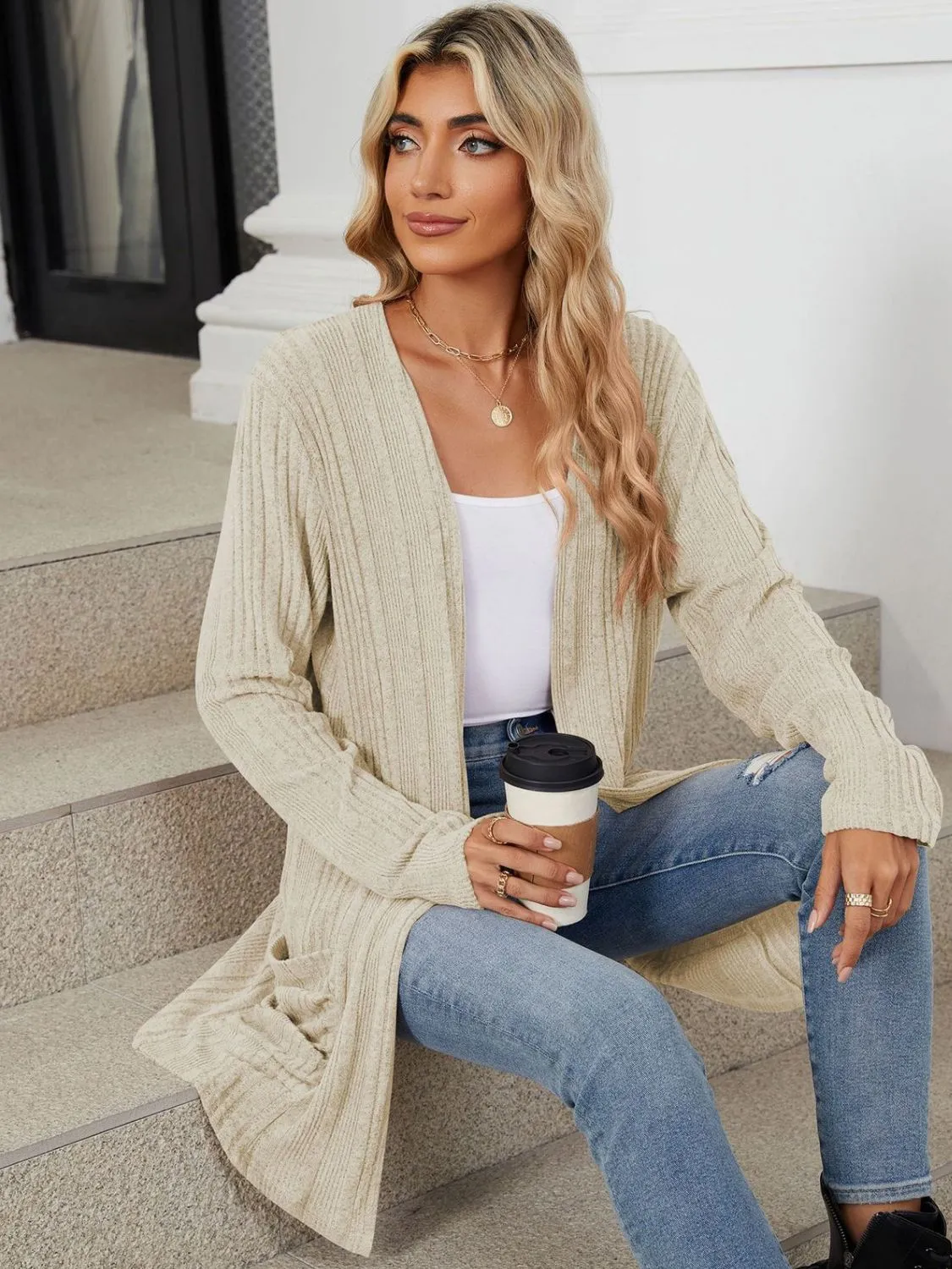 Deanna Pocketed Long Sleeve Open Cardigan