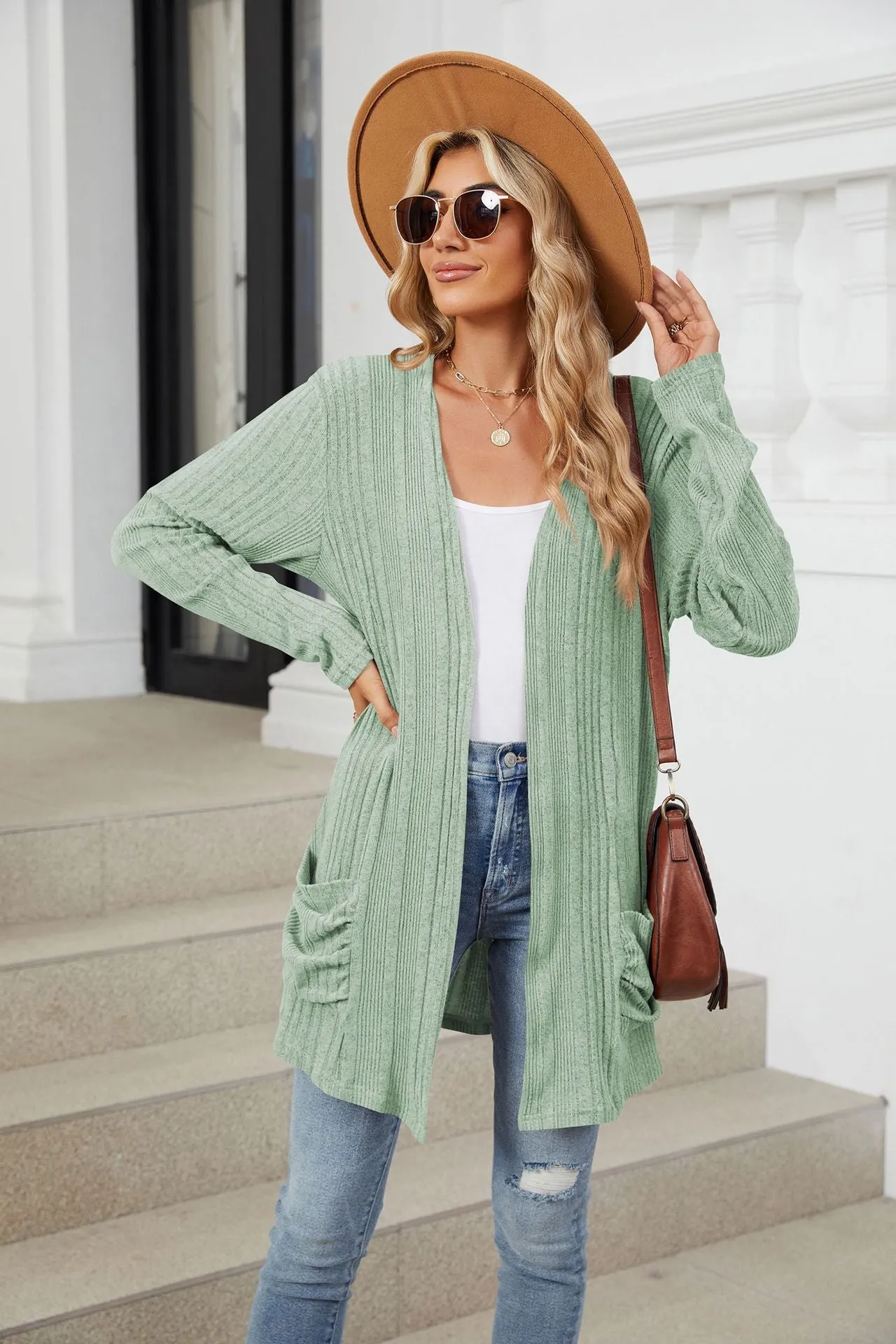 Deanna Pocketed Long Sleeve Open Cardigan