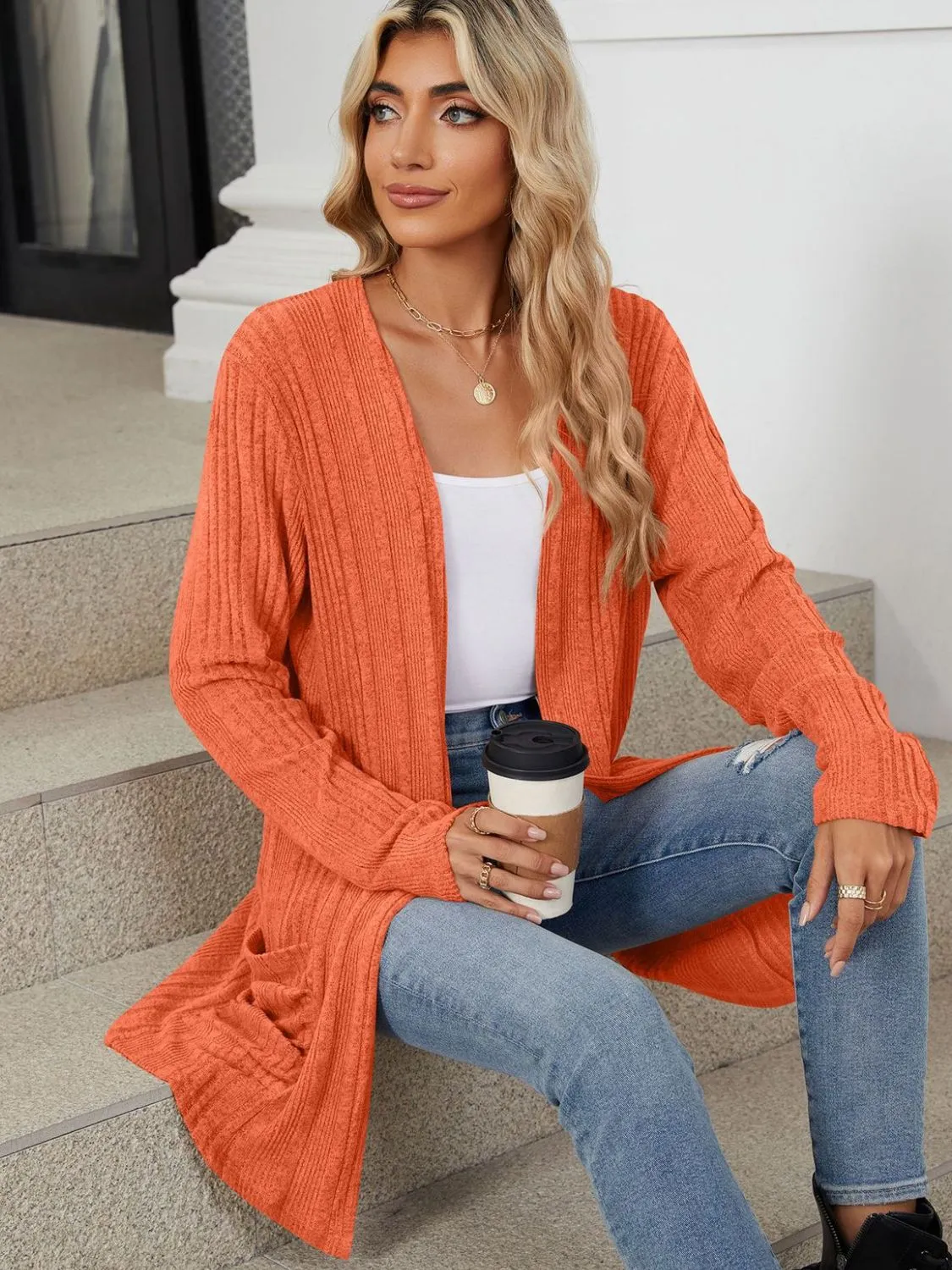 Deanna Pocketed Long Sleeve Open Cardigan