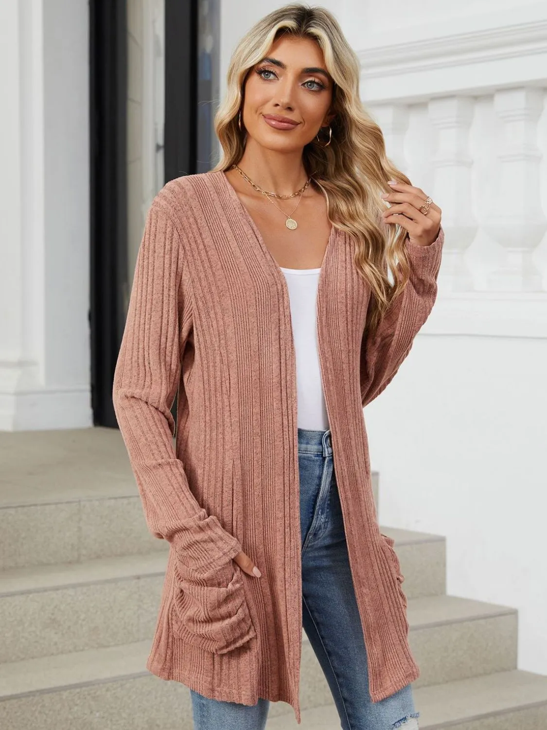 Deanna Pocketed Long Sleeve Open Cardigan