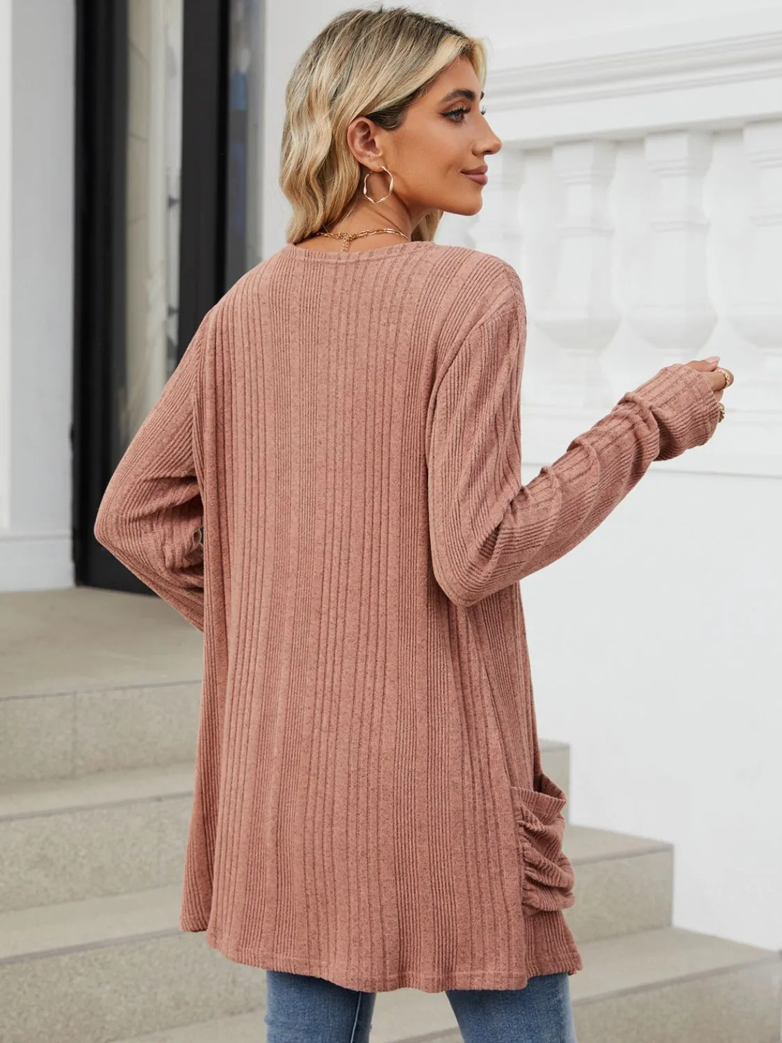 Deanna Pocketed Long Sleeve Open Cardigan