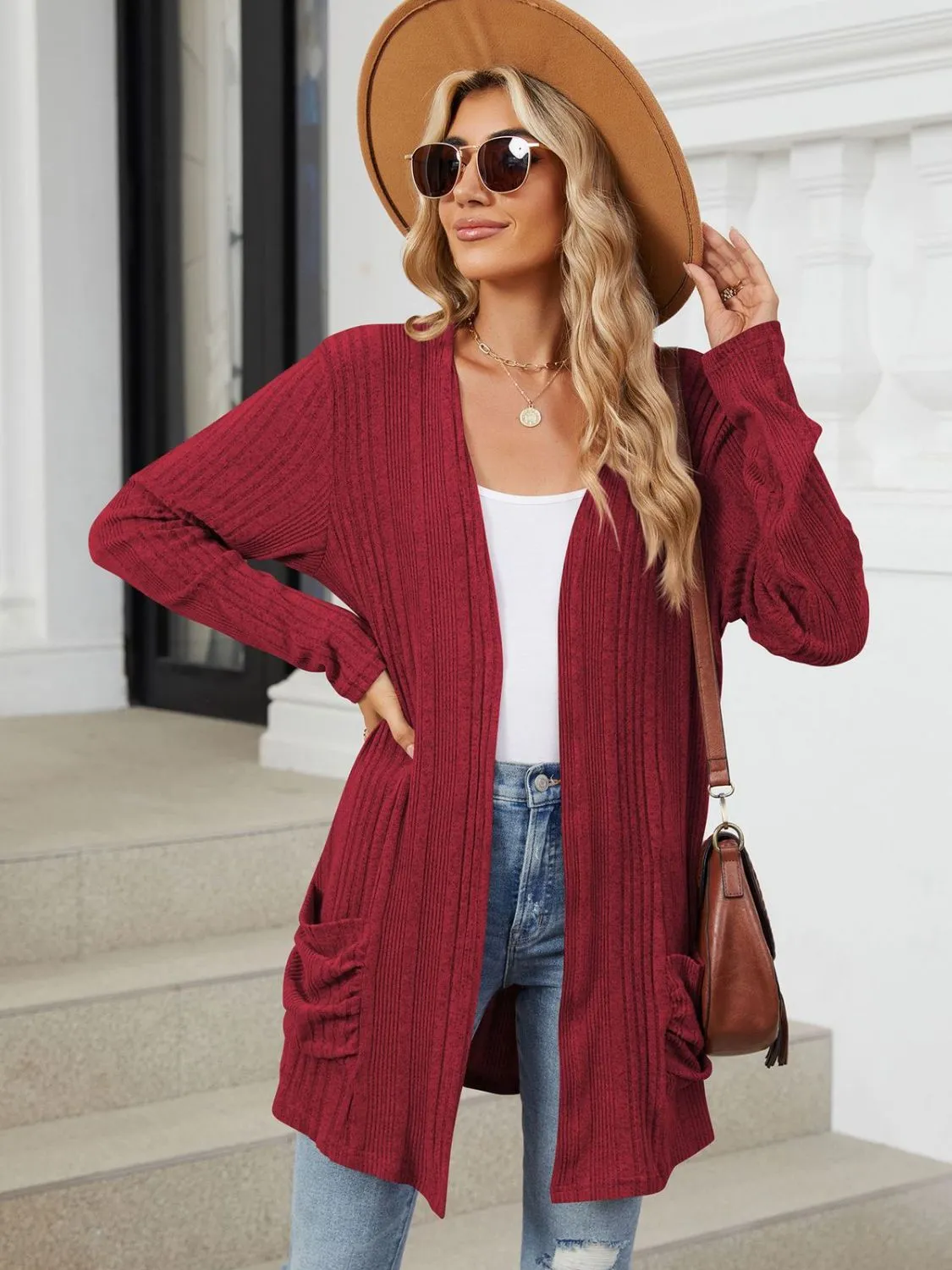 Deanna Pocketed Long Sleeve Open Cardigan