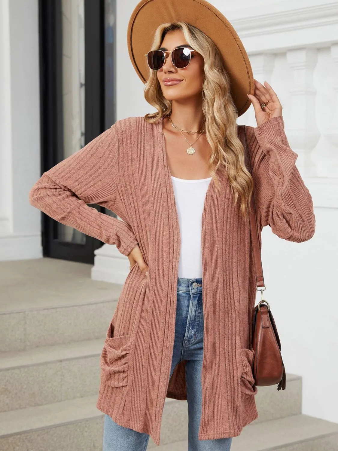 Deanna Pocketed Long Sleeve Open Cardigan